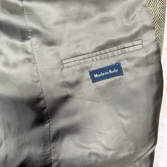 VTG Polo Ralph Lauren Italy Blazer Mens Size 44 R Linen Flax Herringbone Coat - Picture 7 of 14